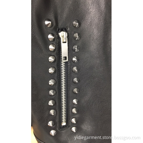 Ladies' Punk Studded Faux Leather Jacket